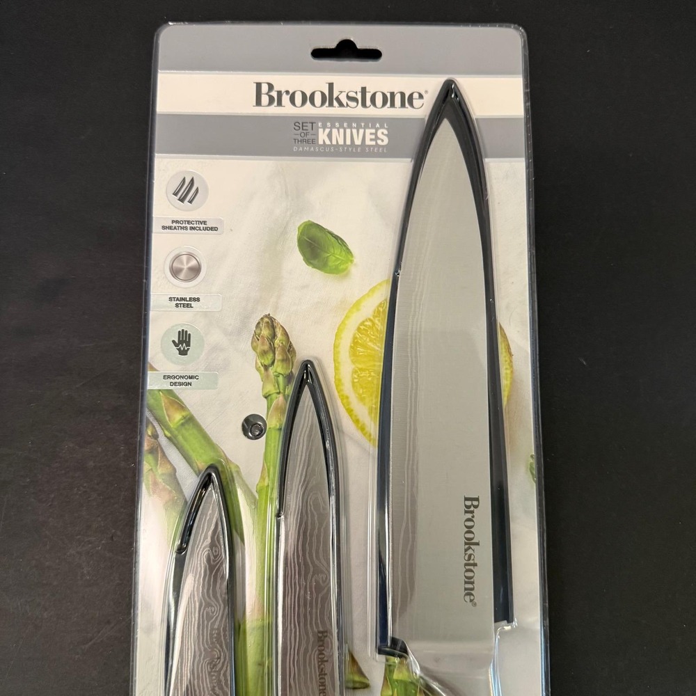 Brookstone 3 Piece Essential Knife Set Damascus Style Stainless Steel 13BS2000DS